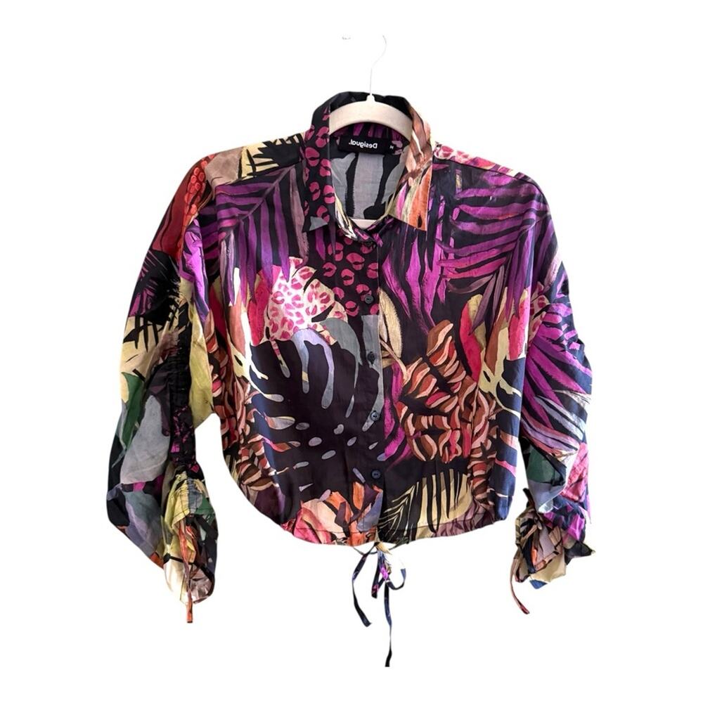 Desigual Tropical Cropped Blouse Size M